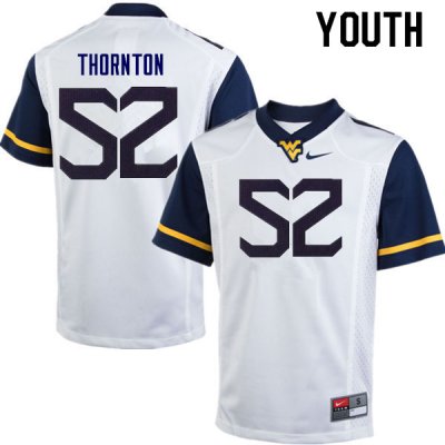 Youth West Virginia Mountaineers NCAA #52 Jalen Thornton White Authentic Nike Stitched College Football Jersey UU15M68HZ